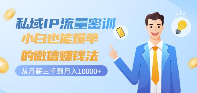 私域IP流量密训:小白也能爆单的微信赚钱法,从月薪三千到月入10000+|淘骐网赚资源库