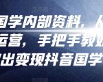 考哥国学内部资料，从剪辑到运营，手把手教如你‬何做出变现抖音‬国学号（教程+素材+模板）|淘骐网赚资源库