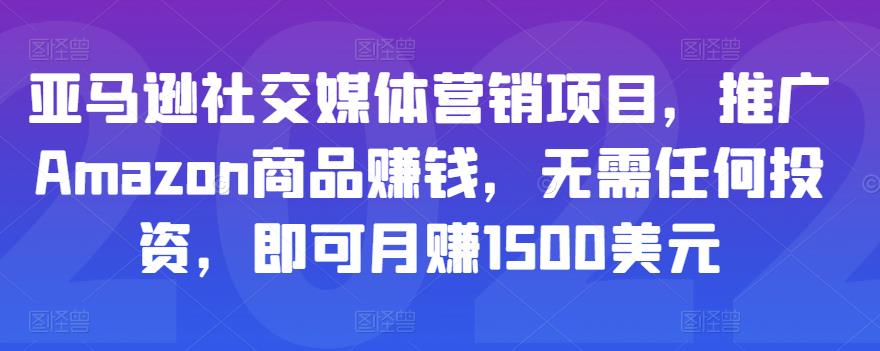 亚马逊社交媒体营销项目,推广Amazon商品赚钱,无需任何投资,即可月赚1500美元|淘骐网赚资源库
