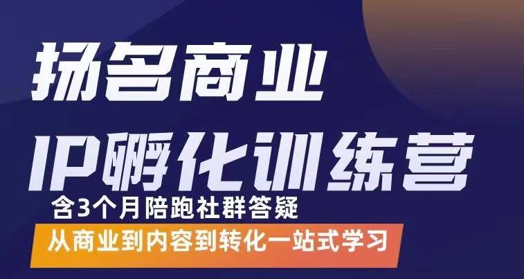 杨名商业IP孵化训练营,从商业到内容到转化一站式学 价值5980元|淘骐网赚资源库
