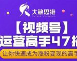 大敏思维-视频号运营高手47招,让你快速成为涨粉变现高手|淘骐网赚资源库