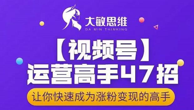 大敏思维-视频号运营高手47招,让你快速成为涨粉变现高手|淘骐网赚资源库