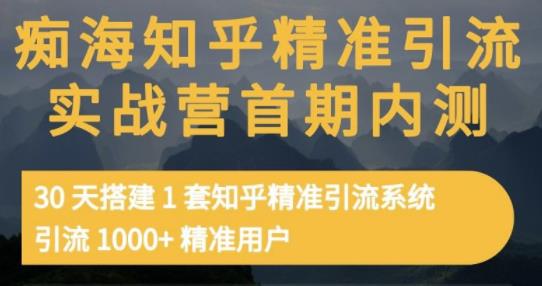 痴海知乎精准引流实战营1-2期,30天搭建1套知乎精准引流系统,引流1000+精准用户|淘骐网赚资源库