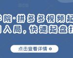 久歌商学院·拼多多视频起店,实现蓝海项目入局,快速起盘打爆店铺|淘骐网赚资源库