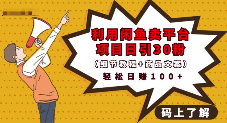 利用闲鱼卖平台项目课程资源日引流30+精准粉丝,轻松日赚100+,积累人脉可实现二次变|淘骐网赚资源库