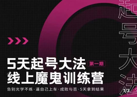 大播·五天起号魔鬼训练营,告别光学不练,逼自己上车,成败与否,5天拿到结果|淘骐网赚资源库