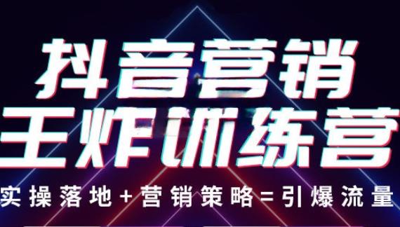 抖音营销王炸训练营，实操落地+营销策略=引爆流量（价值8960元）|淘骐网赚资源库