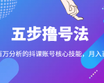 五步撸号法,掌握百万分析的抖课账号核心技能,从逻辑到实操|淘骐网赚资源库