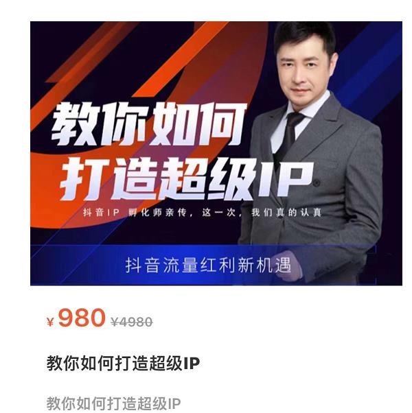 教你如何打造超级IP,抖音流量红利新机遇(价值980元)|淘骐网赚资源库