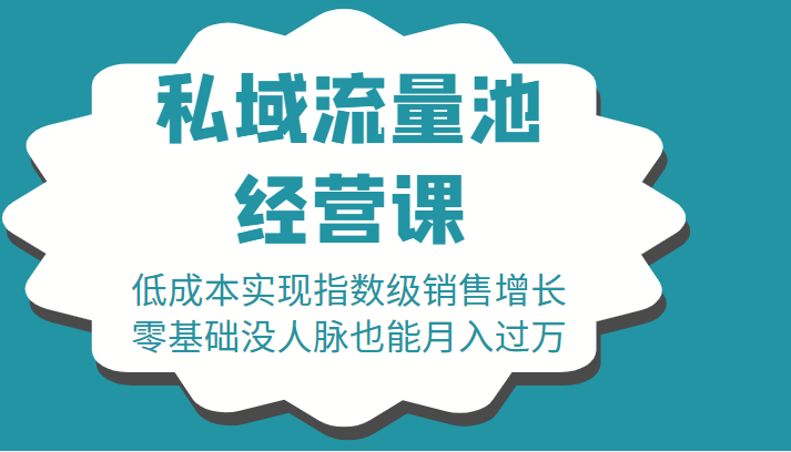 16堂私域流量池经营课:低成本实现指数级销售增长,零基础没人脉也能月入过万|淘骐网赚资源库