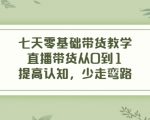 七天零基础带货教学,直播带货从0到1,提高认知,少走弯路|淘骐网赚资源库