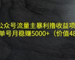 公众号流量主暴利撸收益项目,单人单号月稳赚5000+(价值480元)|淘骐网赚资源库