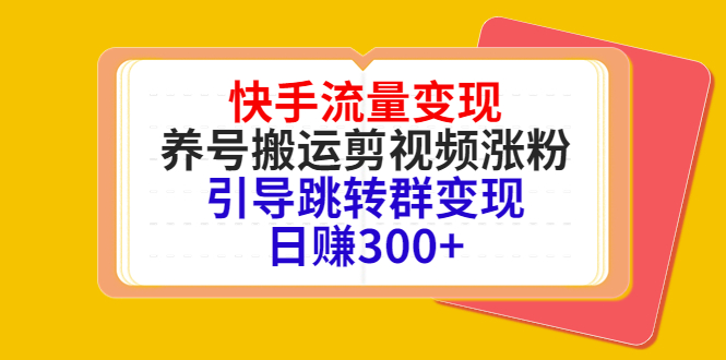 快手流量变现,养号搬运剪视频涨粉,引导跳转群变现日赚300+|淘骐网赚资源库