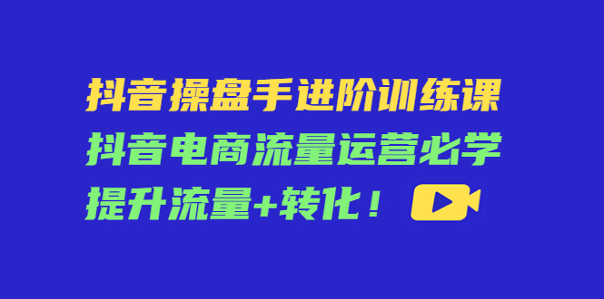 抖音操盘手进阶训练课:抖音电商流量运营必学,提升流量+转化|淘骐网赚资源库