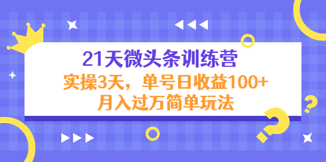 21天微头条训练营,实操3天,单号日收益100+月入过万简单玩法|淘骐网赚资源库