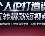 个人IP打造课-玩转爆款短视频,明确自我定位|挖掘商业价值|轻松上手做账号(无水印)|淘骐网赚资源库