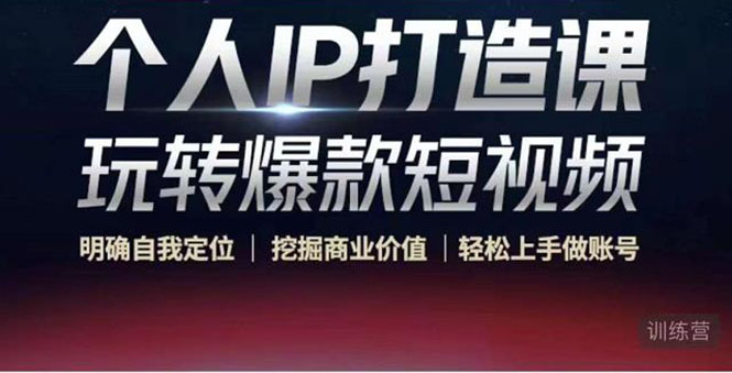 个人IP打造课-玩转爆款短视频,明确自我定位|挖掘商业价值|轻松上手做账号(无水印)|淘骐网赚资源库
