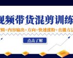 短视频带货混剪训练营：底层逻辑+内容输出+方向+快速涨粉+直播方法|淘骐网赚资源库