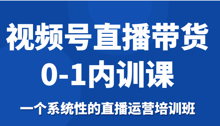 视频号直播带货0-1内训课,一个系统性的直播运营培训班|淘骐网赚资源库
