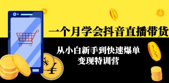 一个月学会抖音直播带货：从小白新手到快速爆单变现特训营(63节课)|淘骐网赚资源库