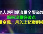 天地人网引爆流量全渠道增长:揭秘流量突然破点,流量变现,月入上亿案例|淘骐网赚资源库