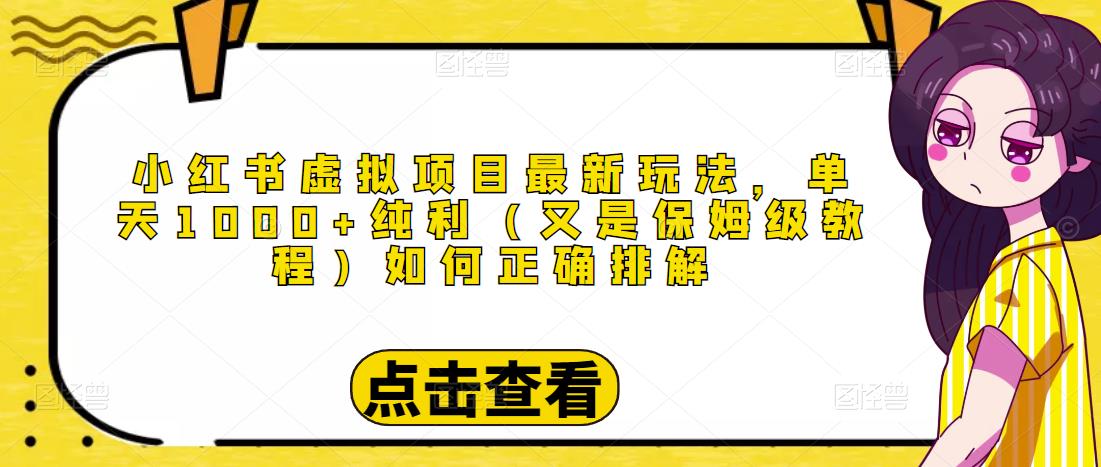 小红书虚拟项目最新玩法，单天1000+纯利（又是保姆级教程文档）|淘骐网赚资源库