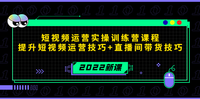 2022短视频运营实操训练营课程，提升短视频运营技巧+直播间带货技巧|淘骐网赚资源库