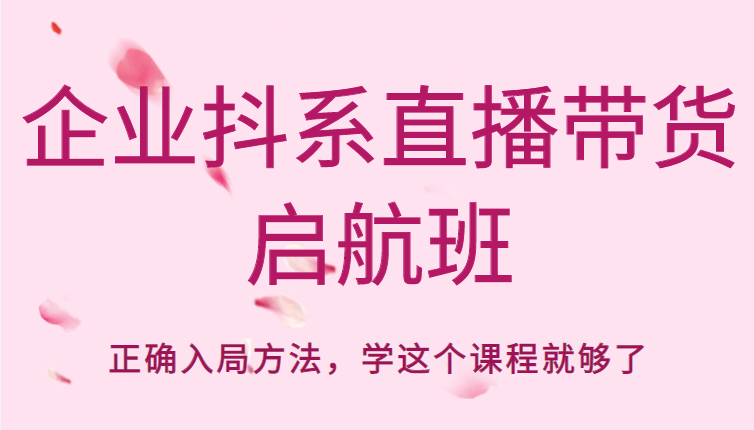 企业抖系直播带货启航班，正确入局方法，学这个课程就够了|淘骐网赚资源库