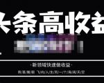 头条高收益批量操作,2023新领域快速做收益,头条号零基础轻松上手|淘骐网赚资源库