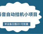 抖音自动挂机小项目,单设备日撸20+,可批量,号越多收益越大|淘骐网赚资源库