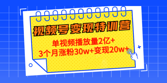 21天视频号变现特训营:单视频播放量2亿+3个月涨粉30w+变现20w+(第14期)|淘骐网赚资源库