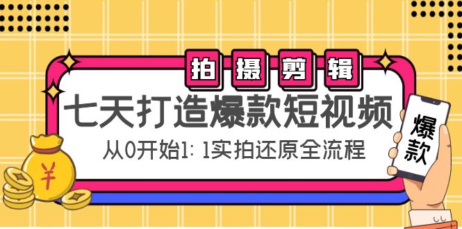 七天打造爆款短视频:拍摄+剪辑实操,从0开始1:1实拍还原实操全流程|淘骐网赚资源库