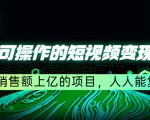 五个可操作的短视频变现项目:年销售额上亿的项目,人人能复制|淘骐网赚资源库