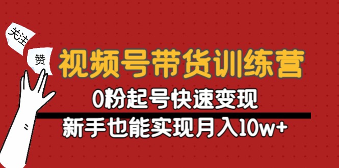 视频号带货训练营:0粉起号快速变现,新手也能实现月入10w+|淘骐网赚资源库