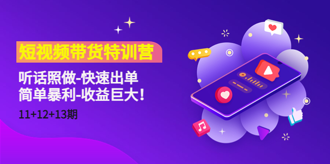 短视频带货特训营(11+12+13期)听话照做-快速出单-简单暴利-收益巨大!|淘骐网赚资源库