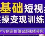 0基础短视频实操变现训练营,3大体系成就百万大V|淘骐网赚资源库