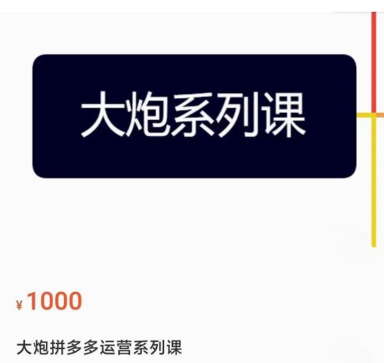 大炮拼多多运营系列课,各类玩法合集,拼多多运营玩法实操|淘骐网赚资源库