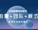 王冲老师《流量+团队+模式》商业模式实战课,全网最赚钱的模式|淘骐网赚资源库
