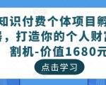 知识付费个体项目孵化器，打造你的个人财富收割机-价值1680元|淘骐网赚资源库