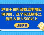 绅白不白抖音截流零撸卖课项目,这个玩法熟练之后日入至少500以上|淘骐网赚资源库