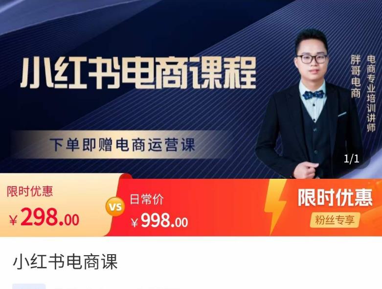 胖哥·小红书电商课程,解决小白做小红书电商时的困惑,让新人也一台手机也能做电商|淘骐网赚资源库