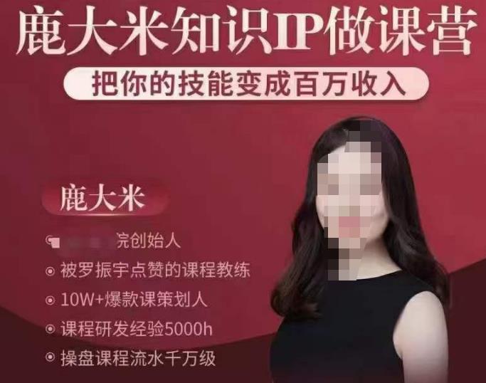 鹿大米知识IP做课营,把你的技能变成百万收入,陪你打出磨人生第费付门一课!|淘骐网赚资源库