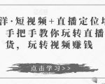 于洋·短视频+直播定位培训,手把手教你玩转直播卖货,玩转视频赚钱|淘骐网赚资源库