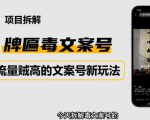 2023抖音快手毒文案新玩法,牌匾文案号,起号快易变现|淘骐网赚资源库