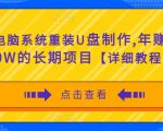 电脑系统重装U盘制作，年赚30W的长期项目【详细教程】|淘骐网赚资源库