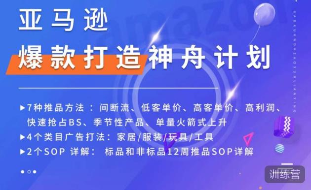 亚马逊爆款打造神舟计划,7种推品方法,4个类目广告打法,2个SOP详解|淘骐网赚资源库