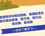 直播带货实操落地班，直播起号必备实操运营课，给方向，给方法，给步骤，能落地|淘骐网赚资源库