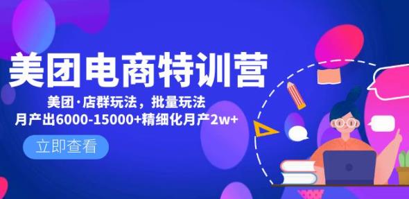 美团电商特训营：美团·店群玩法，无脑铺货月产出6000-15000+精细化月产2w+|淘骐网赚资源库