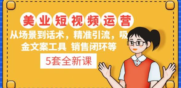 5套·美业短视频运营课从场景到话术·精准引流·吸金文案工具·销售闭环等|淘骐网赚资源库