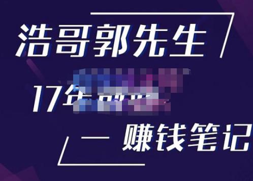 浩哥郭先生17年创业赚米笔记,打开你对很多东西的认知,让你知道原来赚钱或创业不单单是发力就行|淘骐网赚资源库